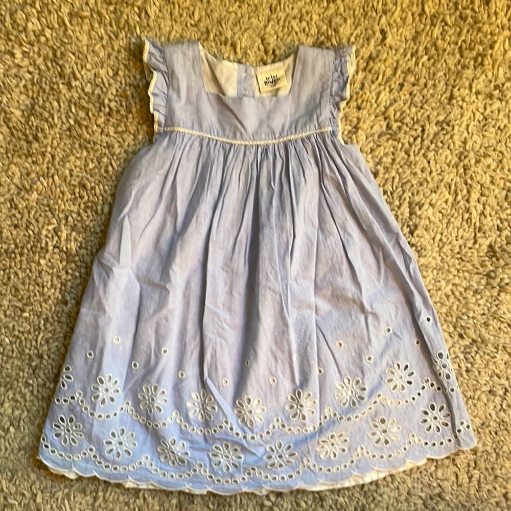 Mini Boden light Blue dress with white trim and beautiful detail- Size 7-8yr